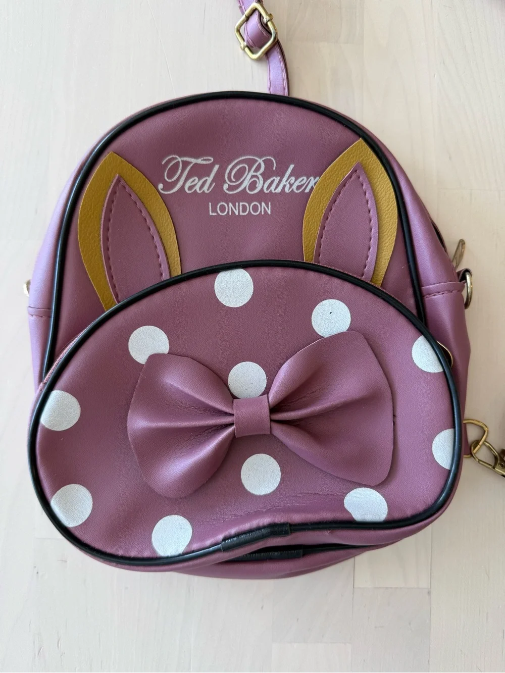Ted Baker London Purple Polka‎ Dot Bow Crossbody Bag Adjustable Strap